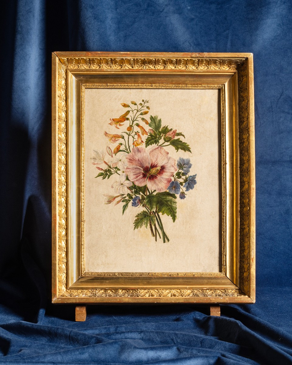 Pierre Étienne Remilleux (Vienne 1811, Lione 1856) Un mazzo di fiori Olio su tela, cm 43 × 34 