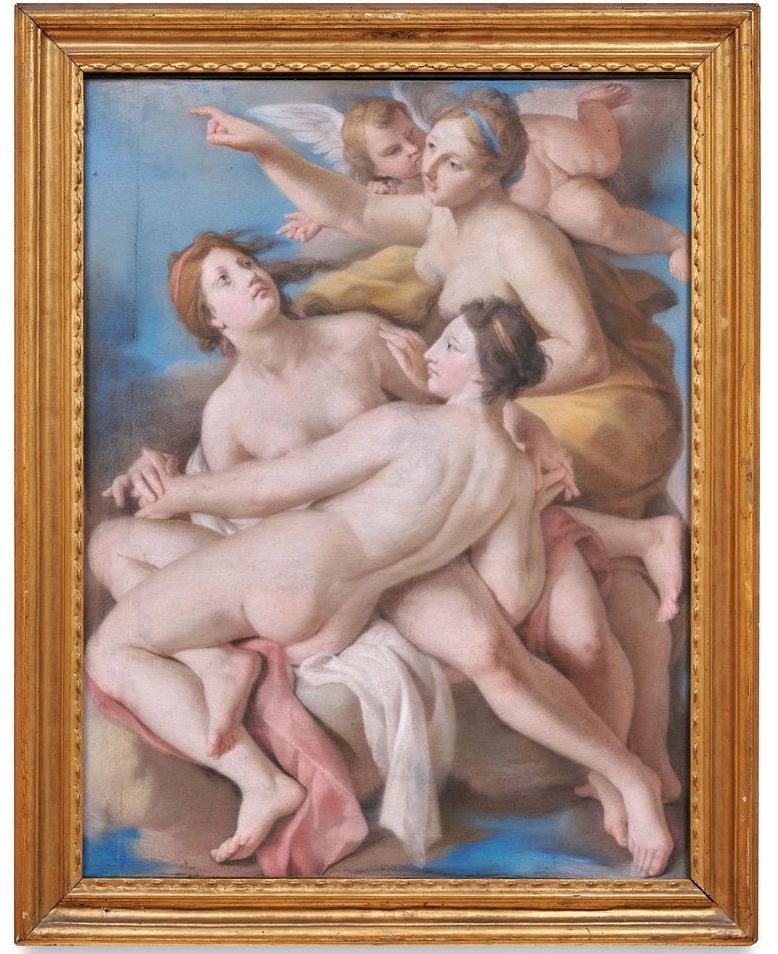 Coppia di pastelli del XVIII secolo Scuola emiliana, Pastello su carta-photo-2