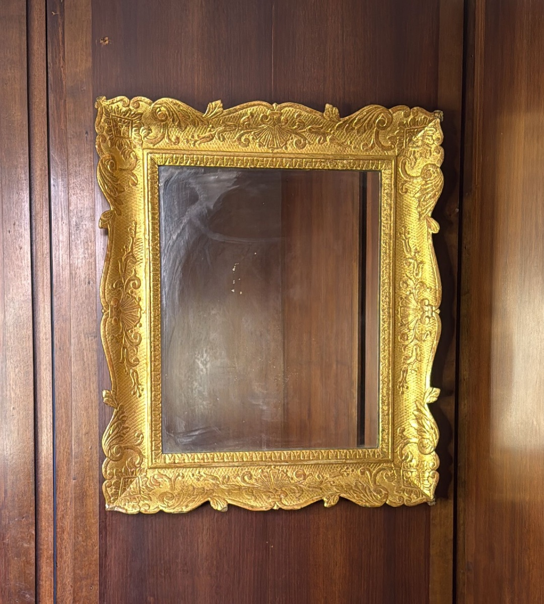 Specchiera in legno dorata e intagliata-photo-2
