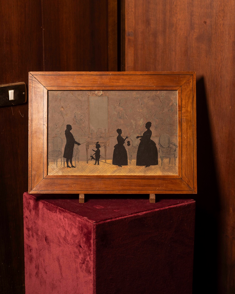 Silhouette di famiglia con interno, Alsazia, inizio XIX secolo – Famiglia Eckel