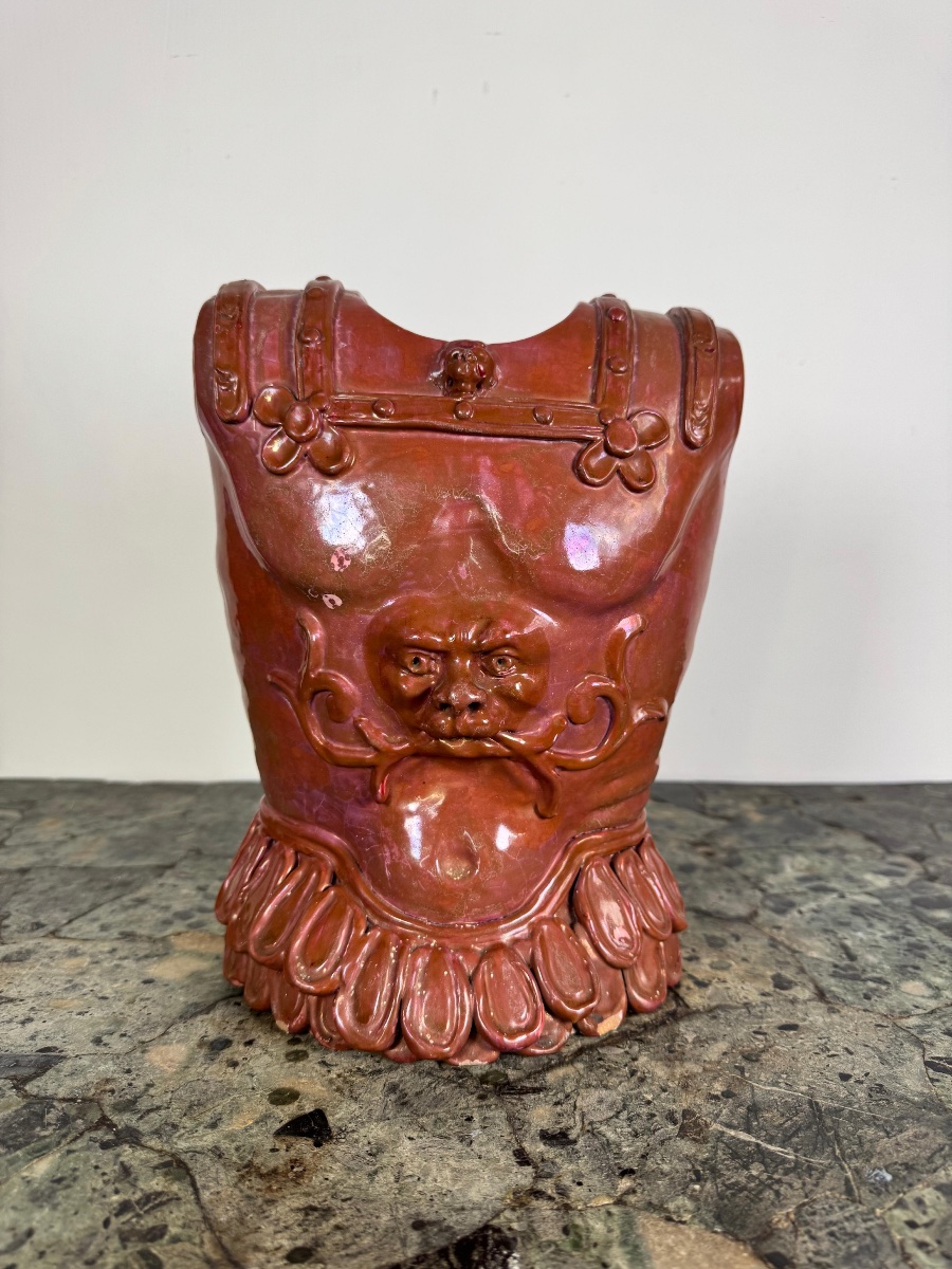 Vaso a busto-corazza in ceramica di Caltagirone, Sicilia, XX secolo-photo-2