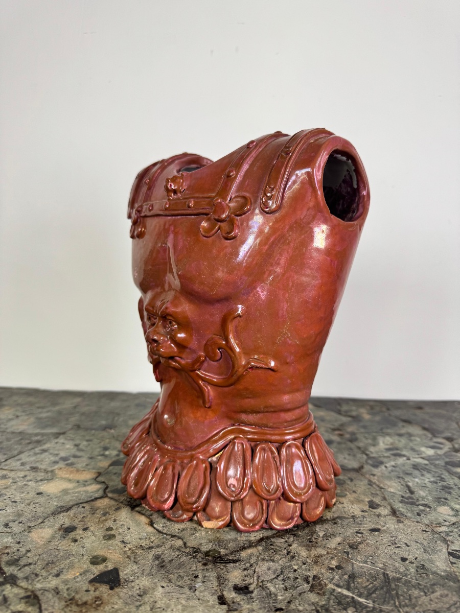 Vaso a busto-corazza in ceramica di Caltagirone, Sicilia, XX secolo-photo-3