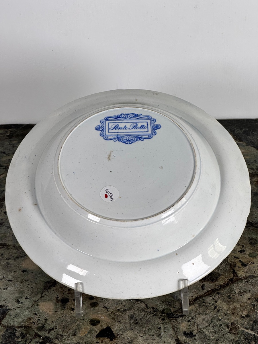 Piatto in ceramica trasferibile inglese “Blue and White”, Staffordshire, XIX secolo-photo-2