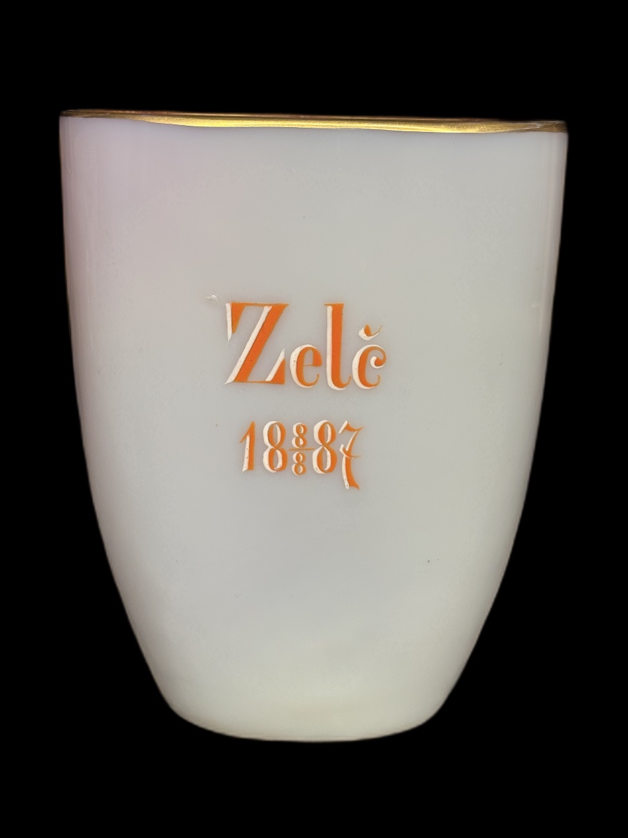 Antico vaso in vetro soffiato proveniente dalla Boemia dalle armerie Zelč, datato 1887.-photo-3