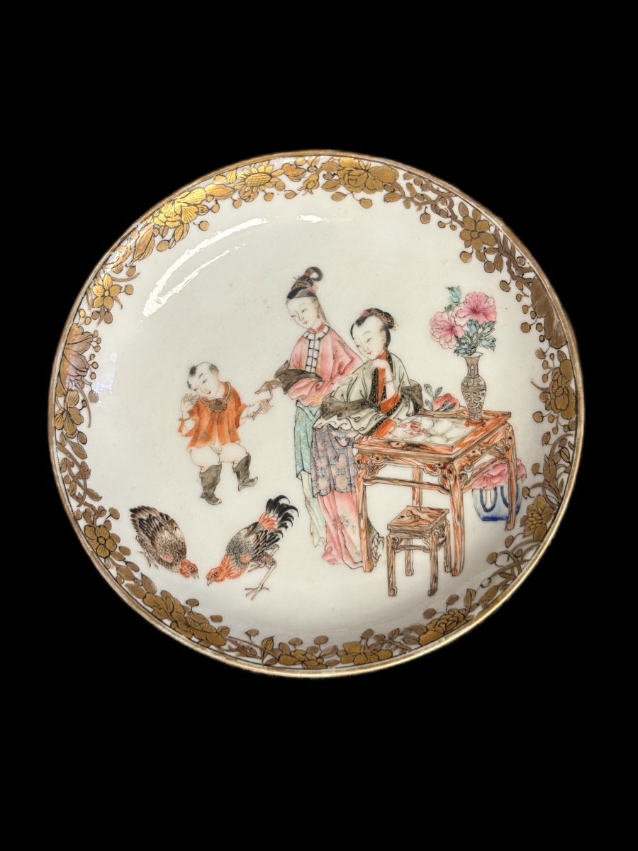 Tazza e piattino in porcellana, "Compagnia delle Indie Orientali", Cina, XVIII-XIX secolo-photo-3