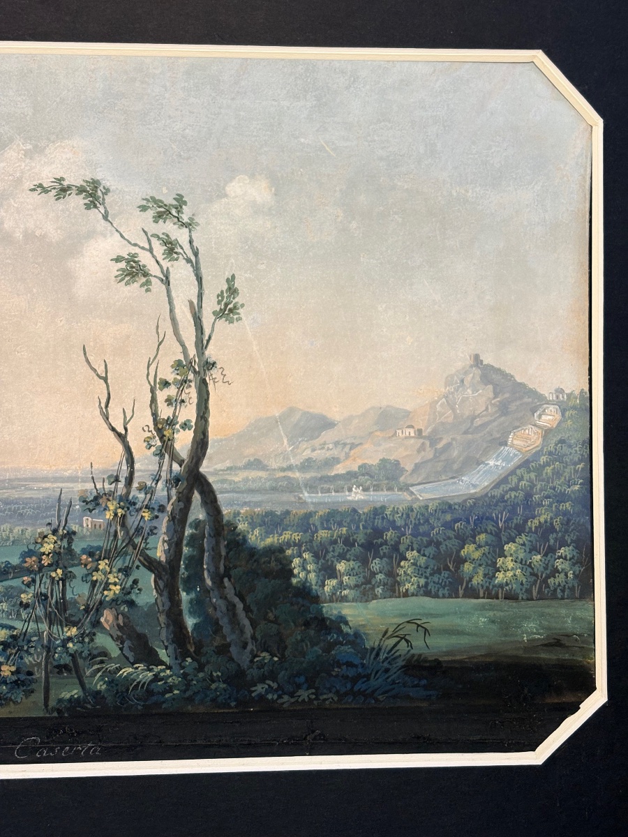 Gouache di Saverio della Gatta raffigurante la Veduta della Reggia di Caserta-photo-1