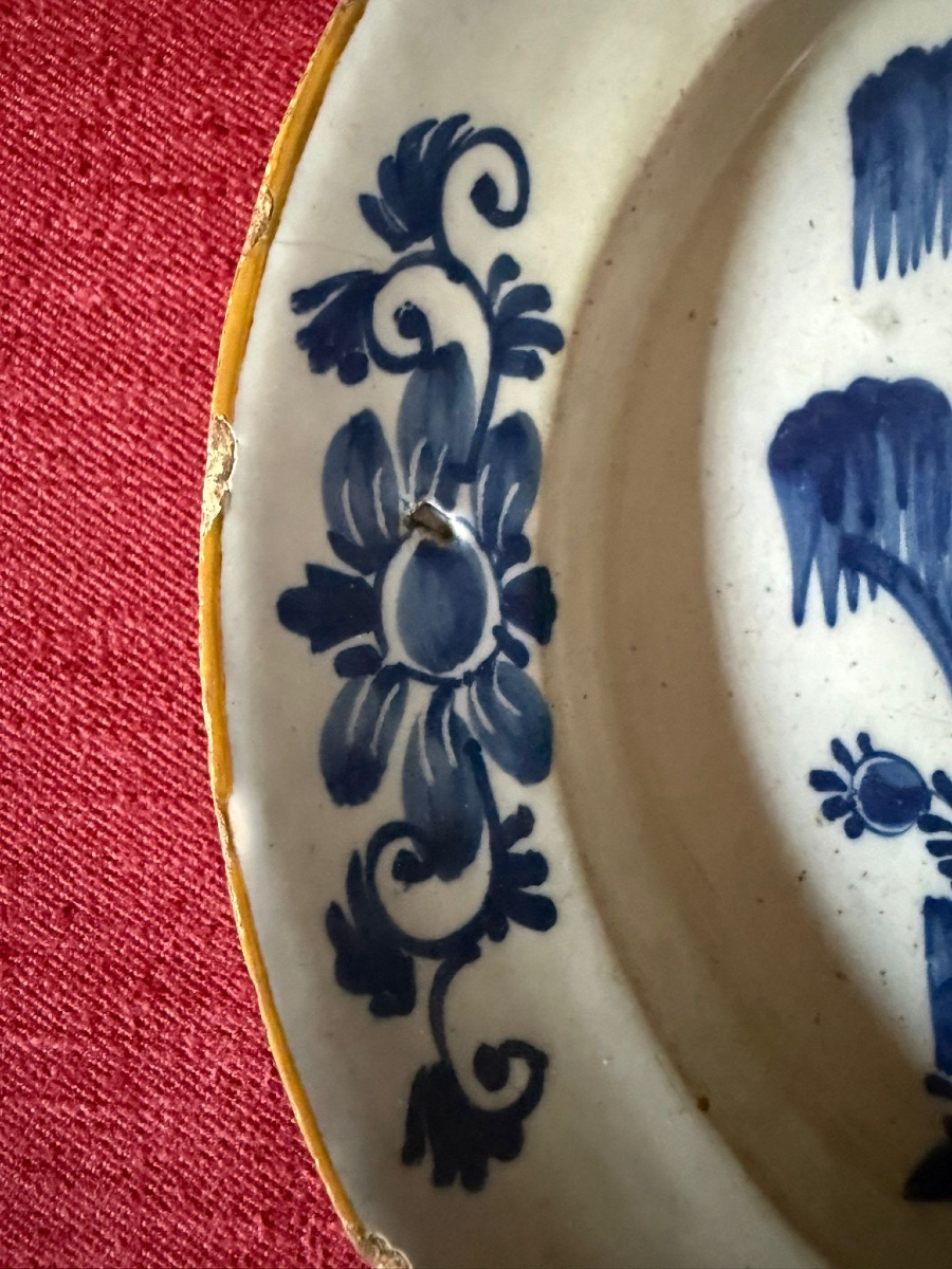 Coppia di piatti in maiolica Manifattura Delft del XVII secolo-photo-5