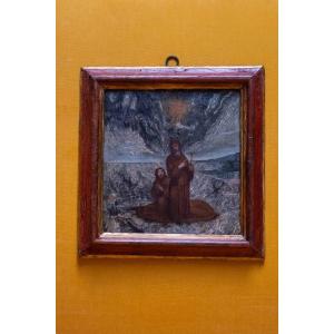 Dipinto su pietra raffigurante San Francesco di Paola