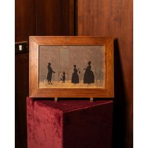 Silhouette di famiglia con interno, Alsazia, inizio XIX secolo – Famiglia Eckel