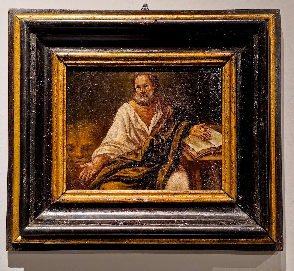 Quattro piccoli dipinti olio su tela entro cornici coeve raffiguranti "4 Evangelisti"-photo-1