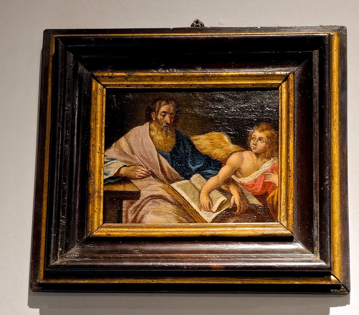 Quattro piccoli dipinti olio su tela entro cornici coeve raffiguranti "4 Evangelisti"-photo-3