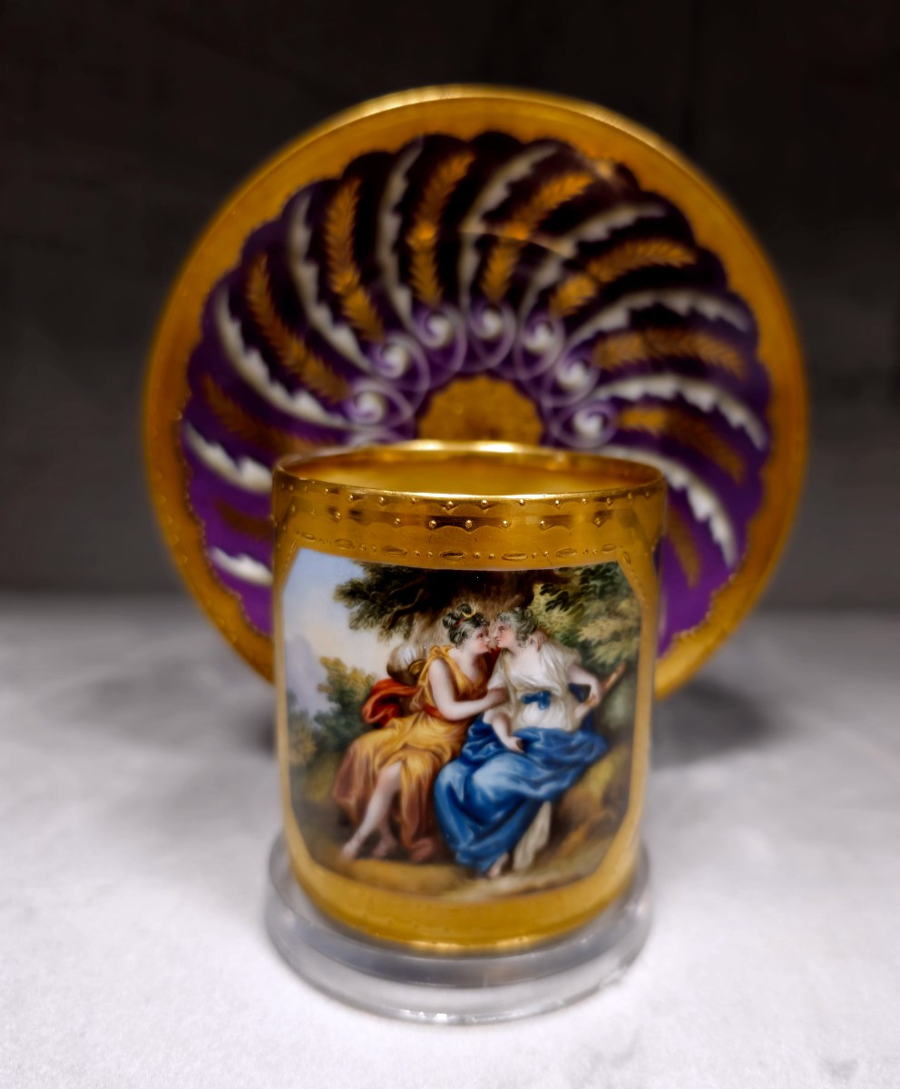 Tazzina con piattino della Manifattura Imperiale di Vienna primo quarto dell'800