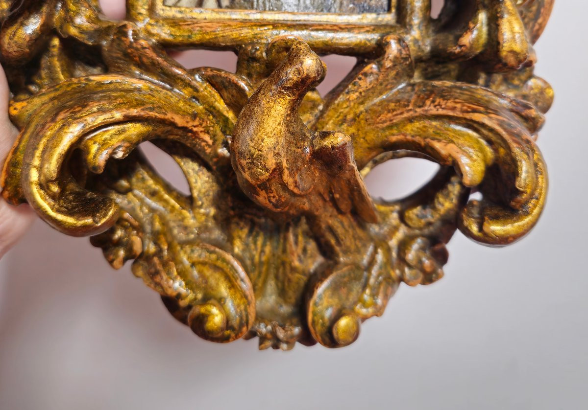 Dipinto su tavoletta entro cornice coeva raffigurante "Sant'Anna che educa la Vergine Maria"-photo-4