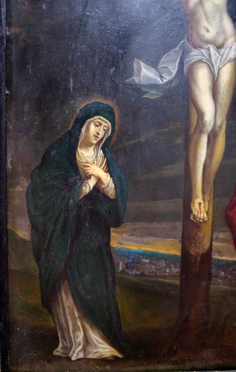 Dipinto ad olio su rame raffigurante "Crocifissione" fine '600-photo-4