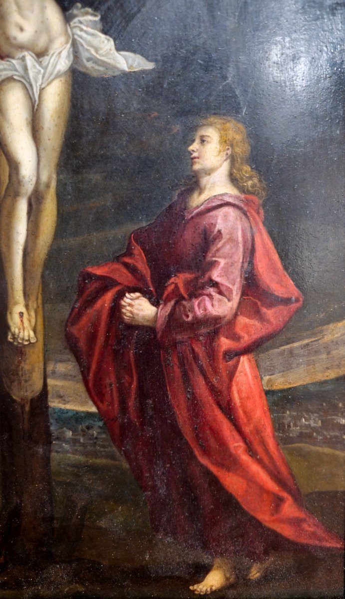 Dipinto ad olio su rame raffigurante "Crocifissione" fine '600-photo-5