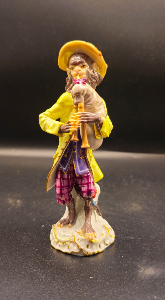 Scimmia Meissen Zampognaro