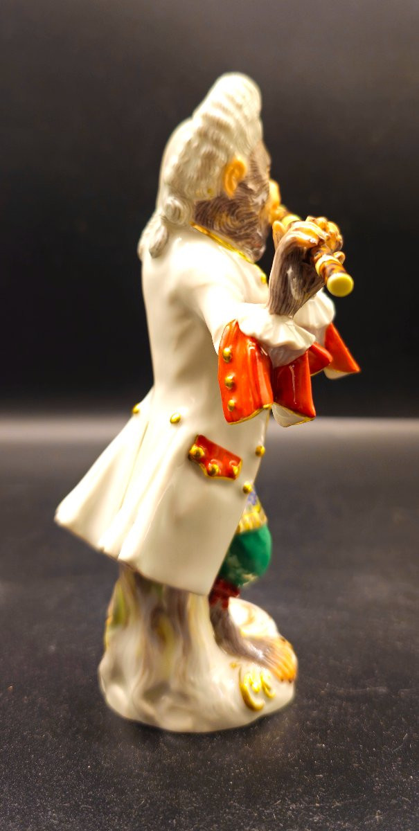 Scimmia Meissen Suonatore di Flauto-photo-4
