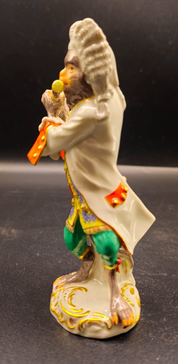 Scimmia Meissen Suonatore di Flauto-photo-1