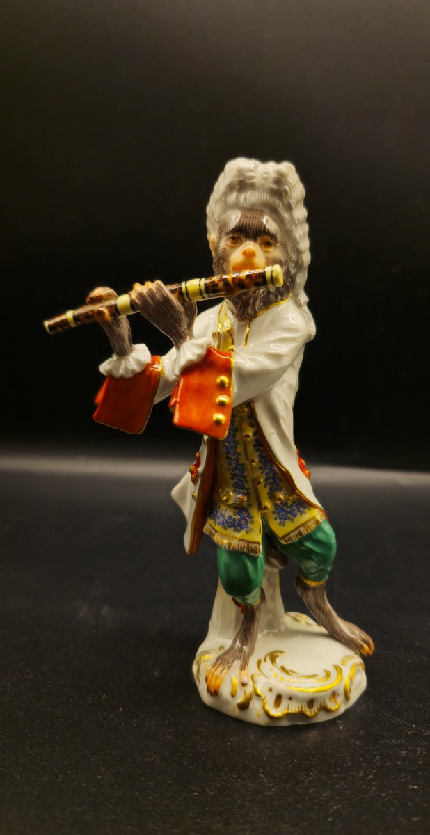 Scimmia Meissen Suonatore di Flauto
