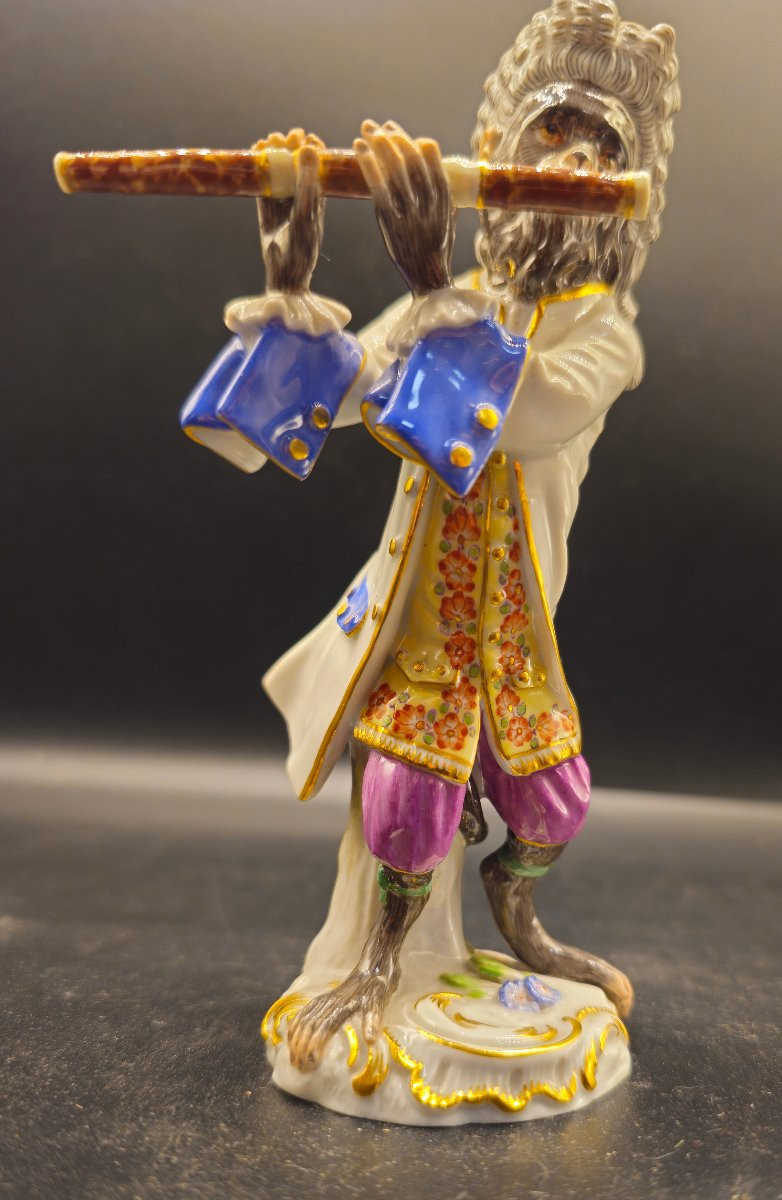 Scimmia Meissen Suonatore di Flauto-photo-2