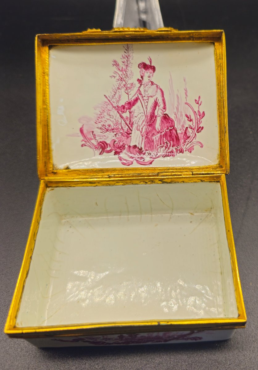 Tabacchiera di Smalto con decoro a sanguigna-photo-4