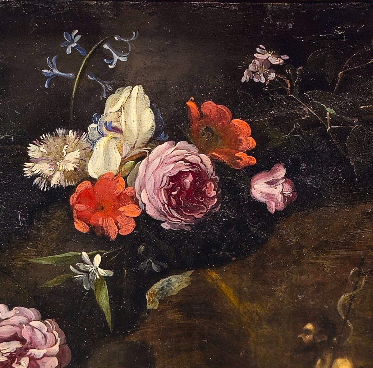 Daniel Seghers – San Giovanni Battista nel deserto entro ghirlanda floreale, olio su rame-photo-3