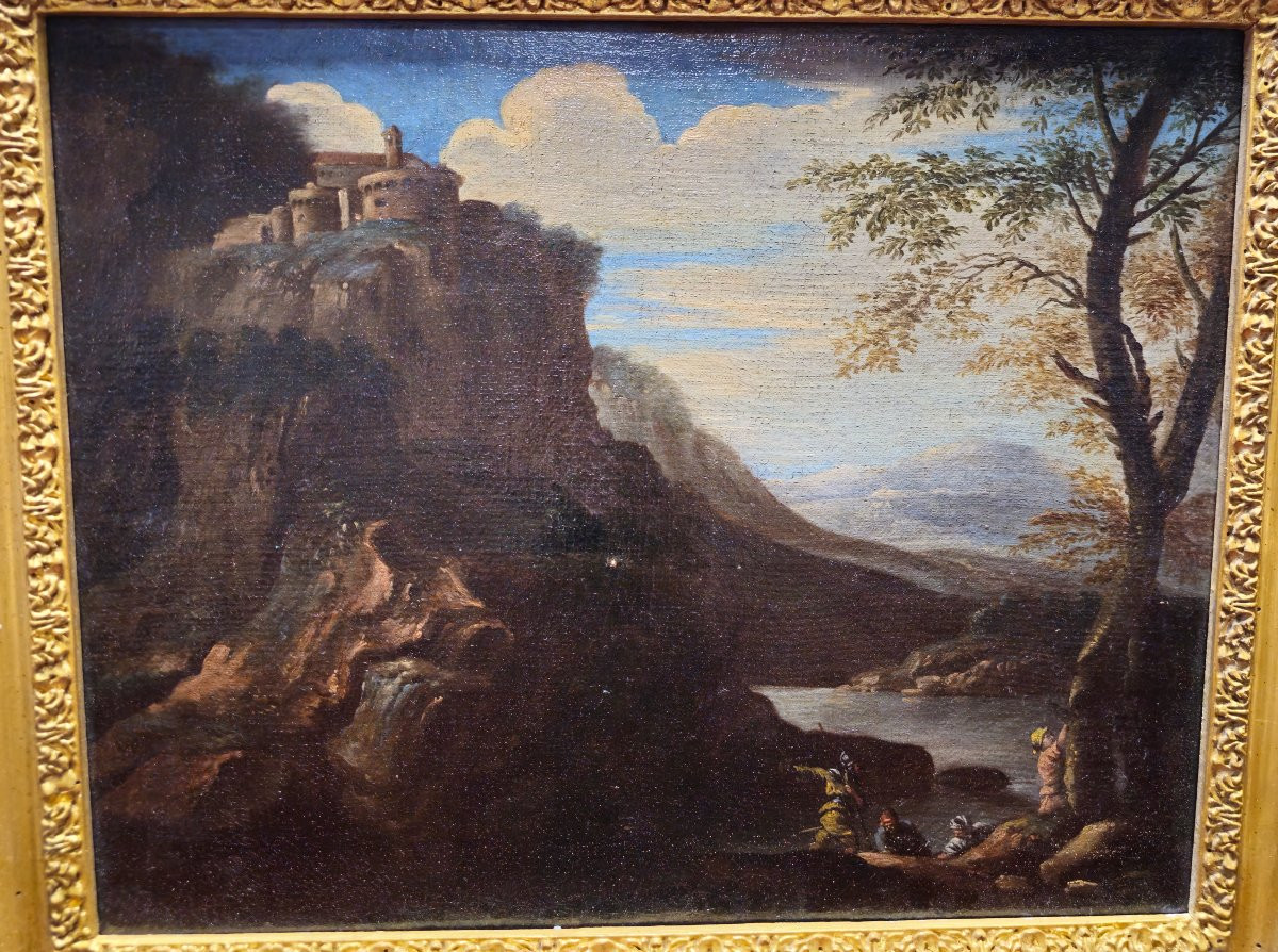 Paesaggio Romano con Architetture, Olio su Tela – Ambito di Gaspard Dughet-photo-2