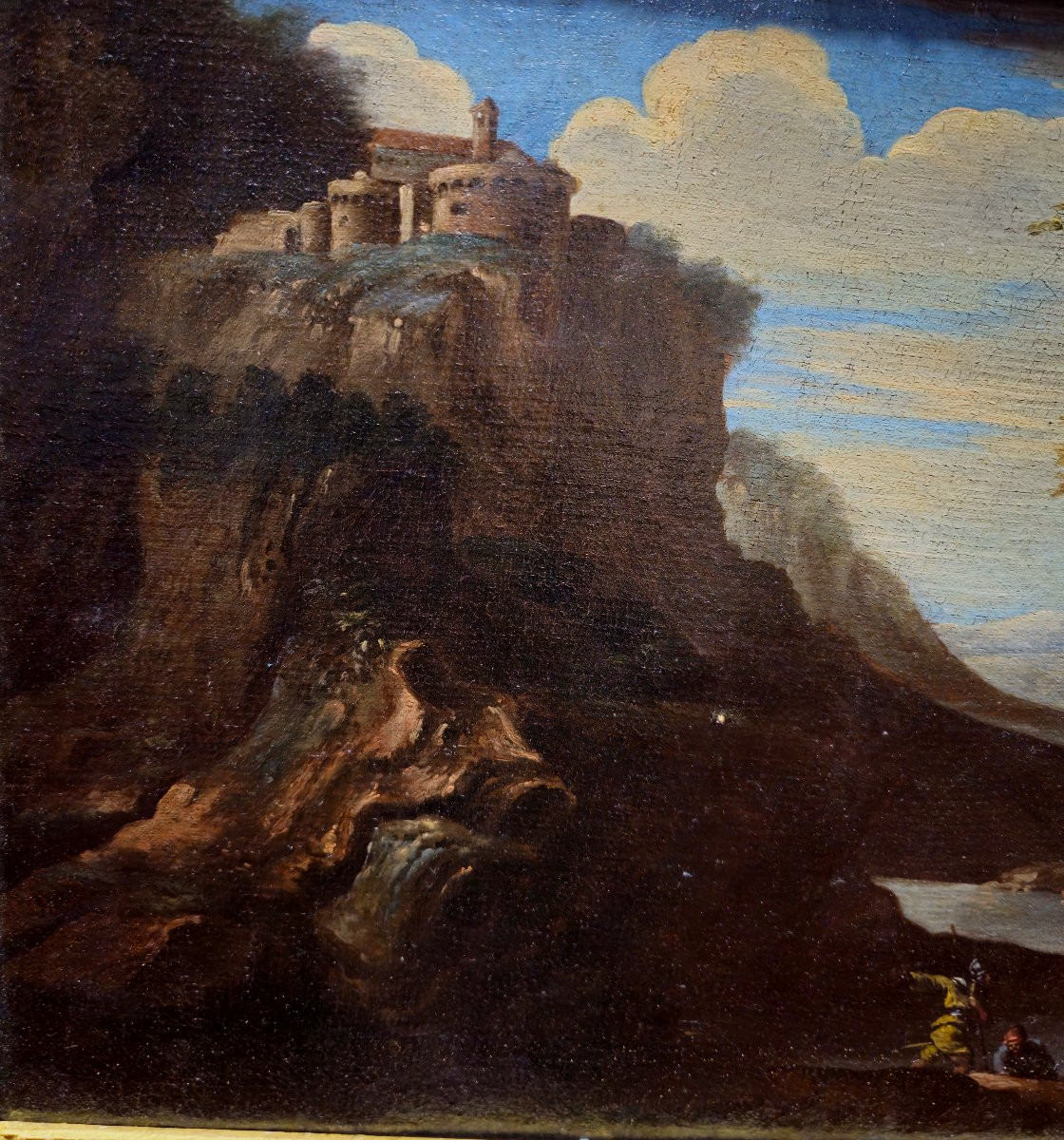Paesaggio Romano con Architetture, Olio su Tela – Ambito di Gaspard Dughet-photo-4