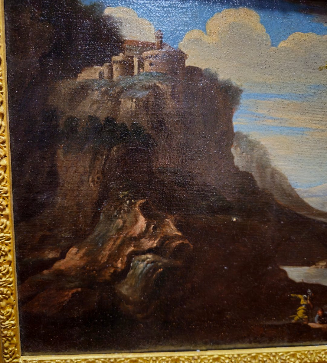 Paesaggio Romano con Architetture, Olio su Tela – Ambito di Gaspard Dughet-photo-2