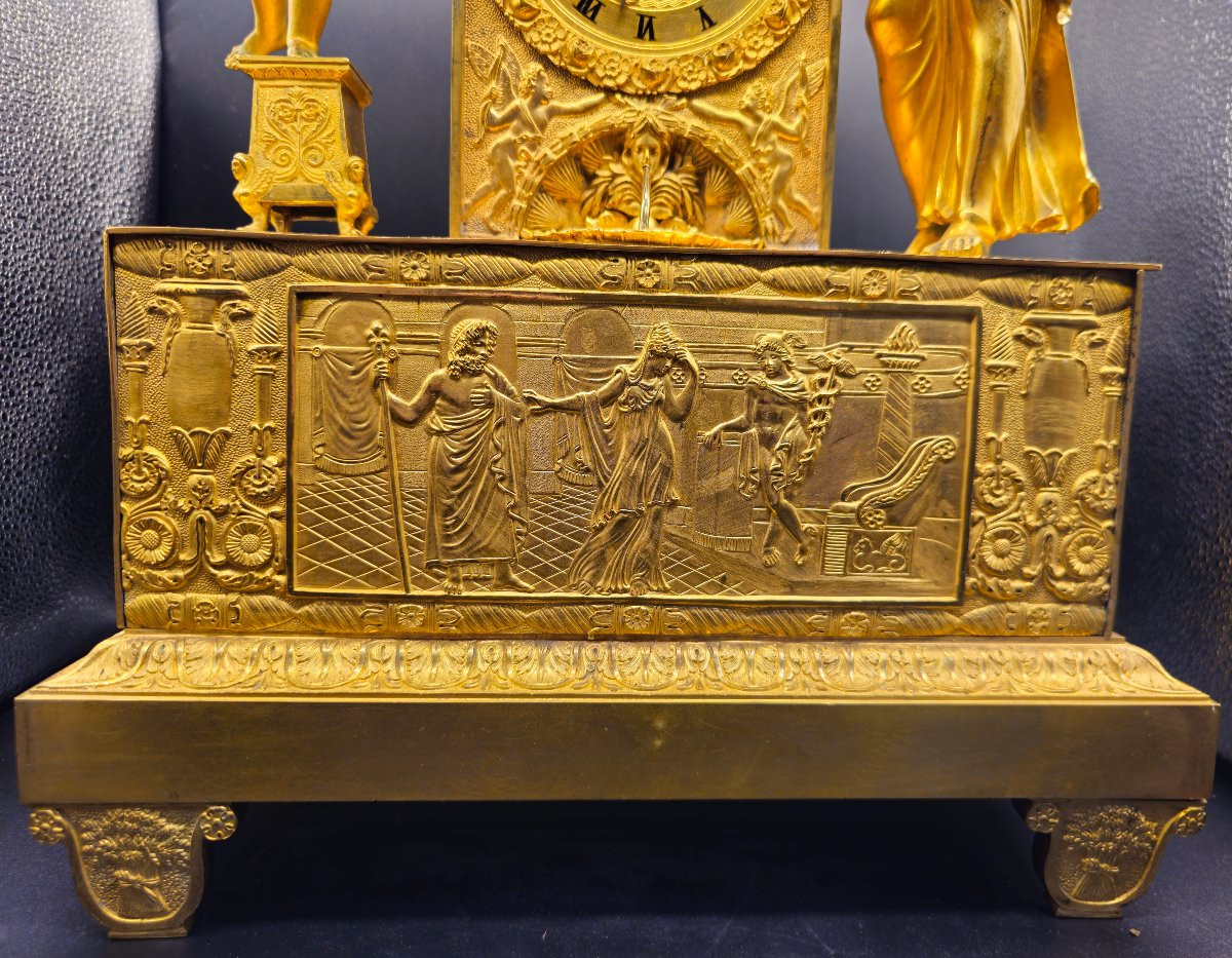 Pendola Leda e il Cigno Impero in Bronzo Dorato al Mercurio, Francia Inizi XIX Secolo-photo-1