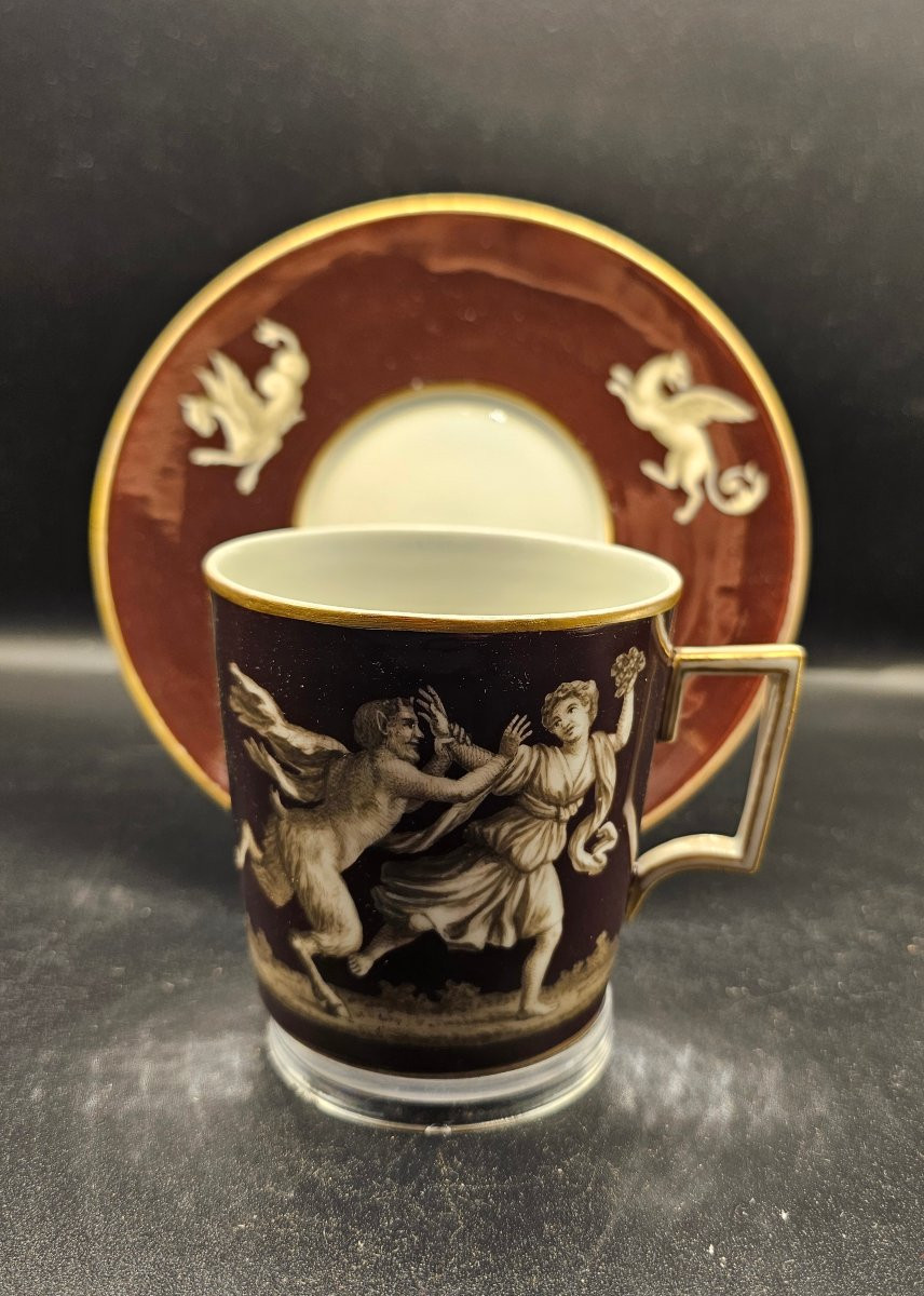 Tazza grande con piattino Real Fabbrica Ferdinandea Napoli 1790-1800 porcellana-photo-2