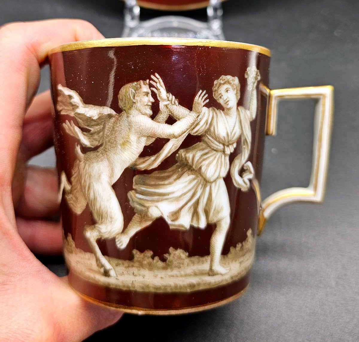 Tazza grande con piattino Real Fabbrica Ferdinandea Napoli 1790-1800 porcellana-photo-4