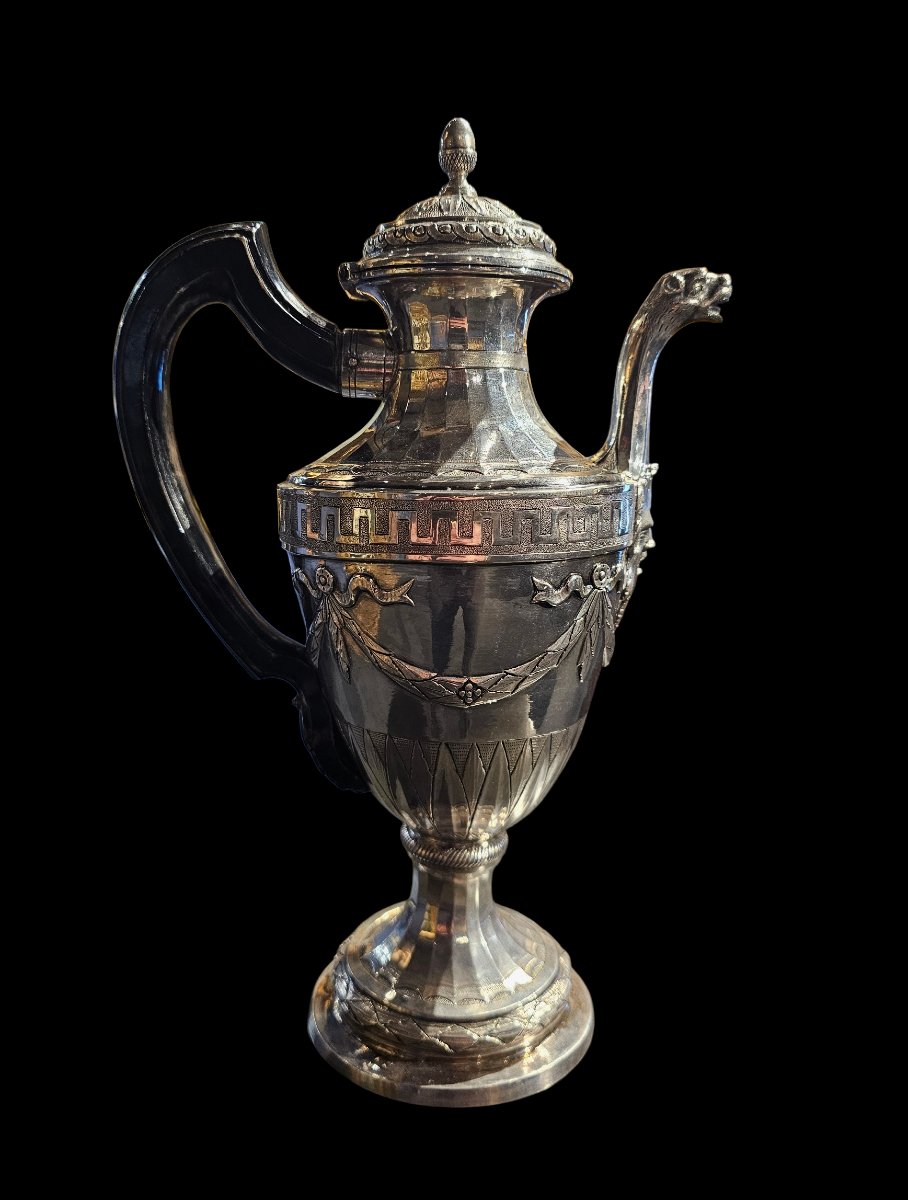 Caffettiera in argento Perugia 1780, punzoni grifone e stella, Bourbon di Sorbello-photo-3