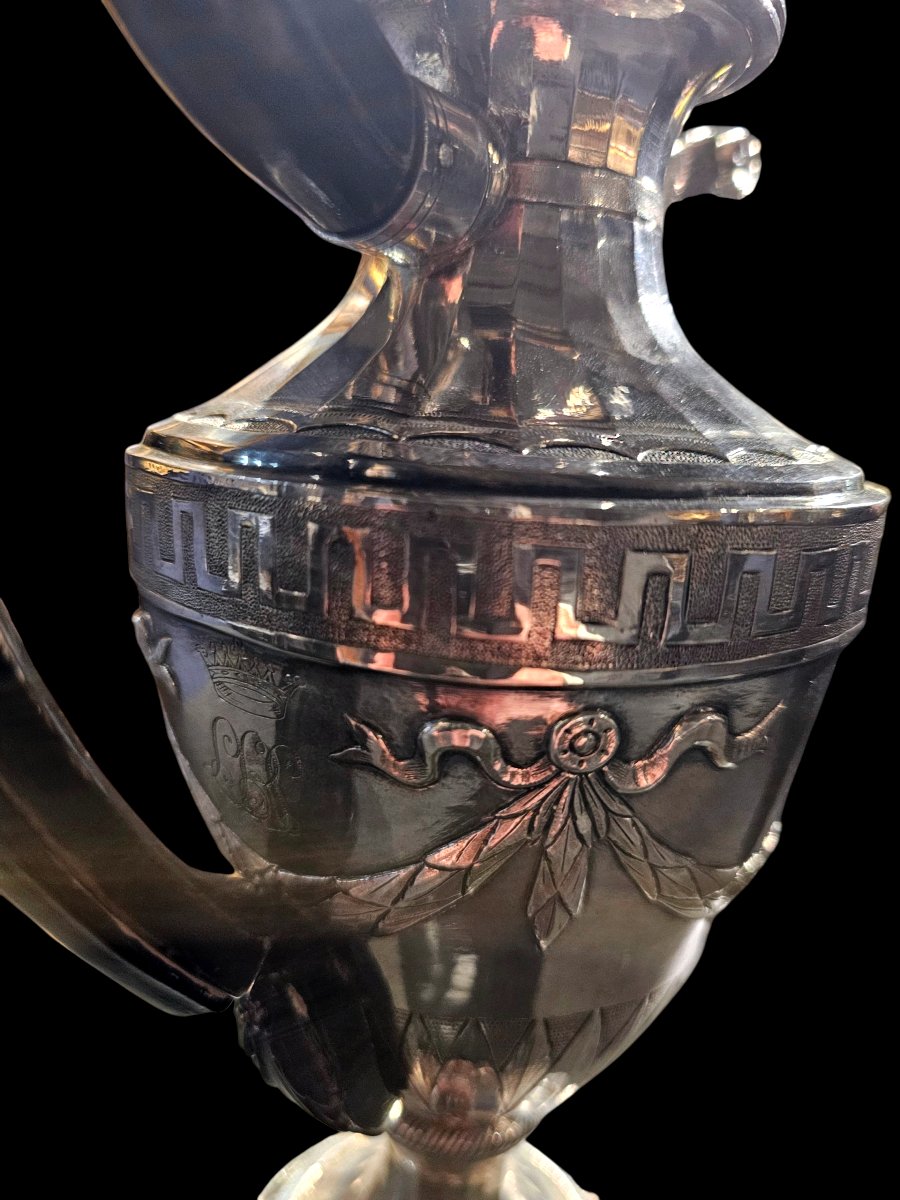 Caffettiera in argento Perugia 1780, punzoni grifone e stella, Bourbon di Sorbello-photo-2