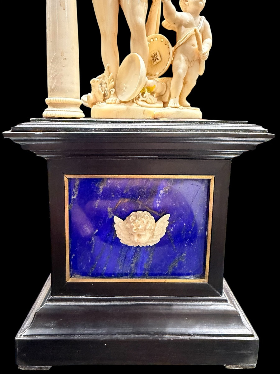 Venere e Amore in avorio, Dieppe fine XVII secolo, base in ebano e lapislazzuli-photo-5