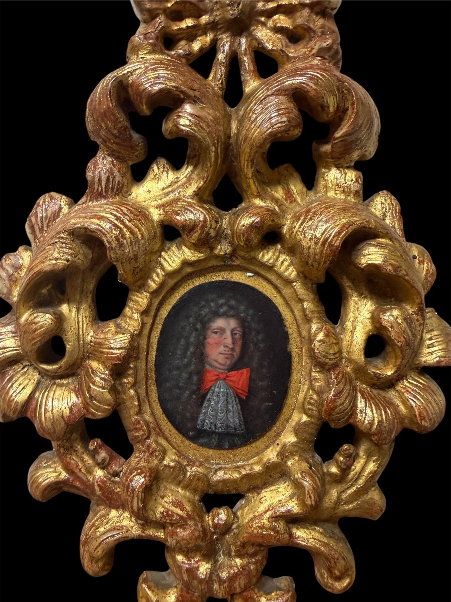 Ritratto di nobiluomo francese su rame Luigi XIV-photo-2