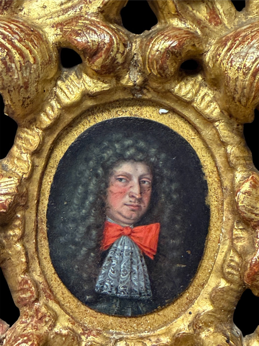 Ritratto di nobiluomo francese su rame Luigi XIV-photo-3