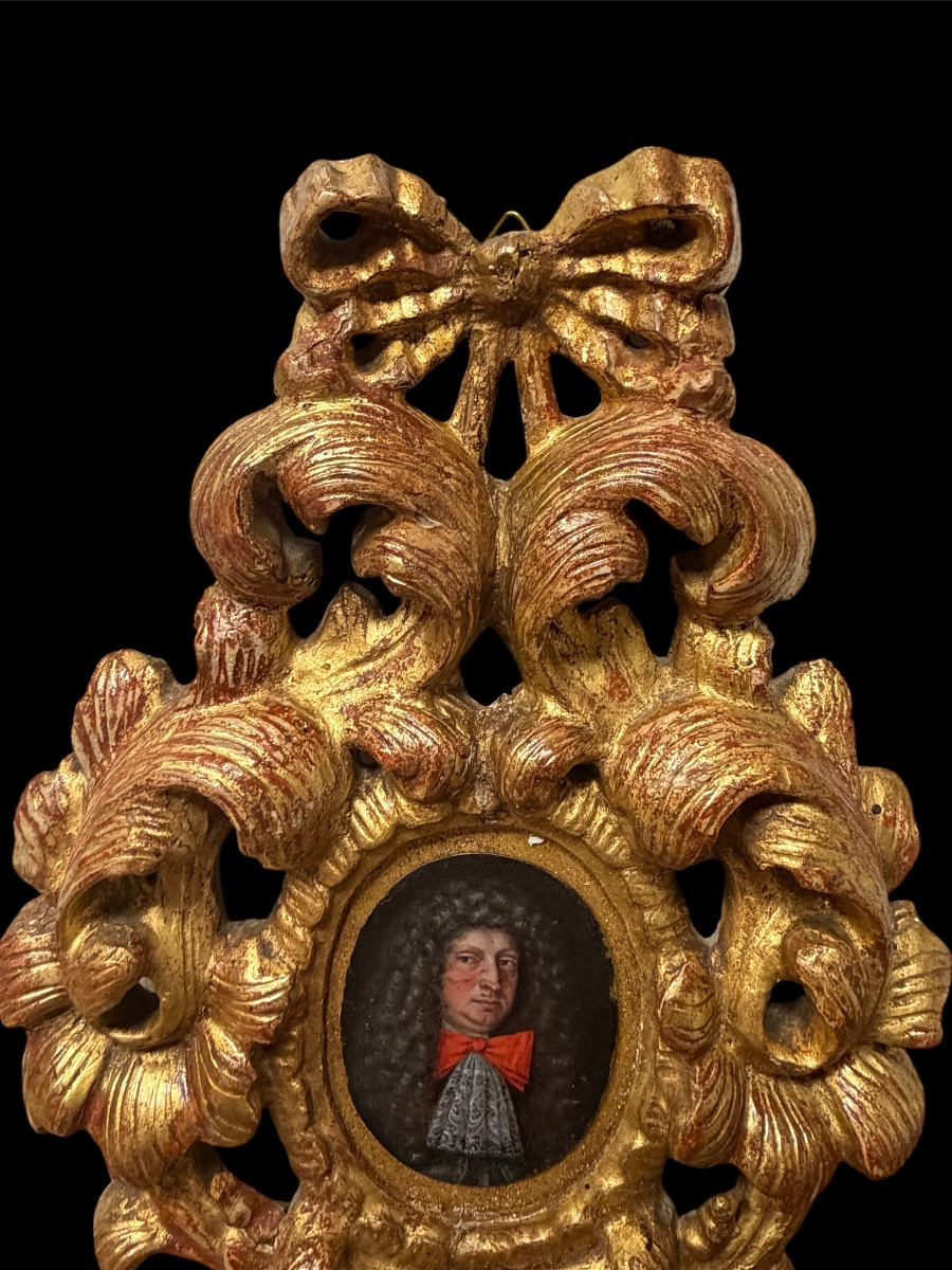 Ritratto di nobiluomo francese su rame Luigi XIV-photo-4