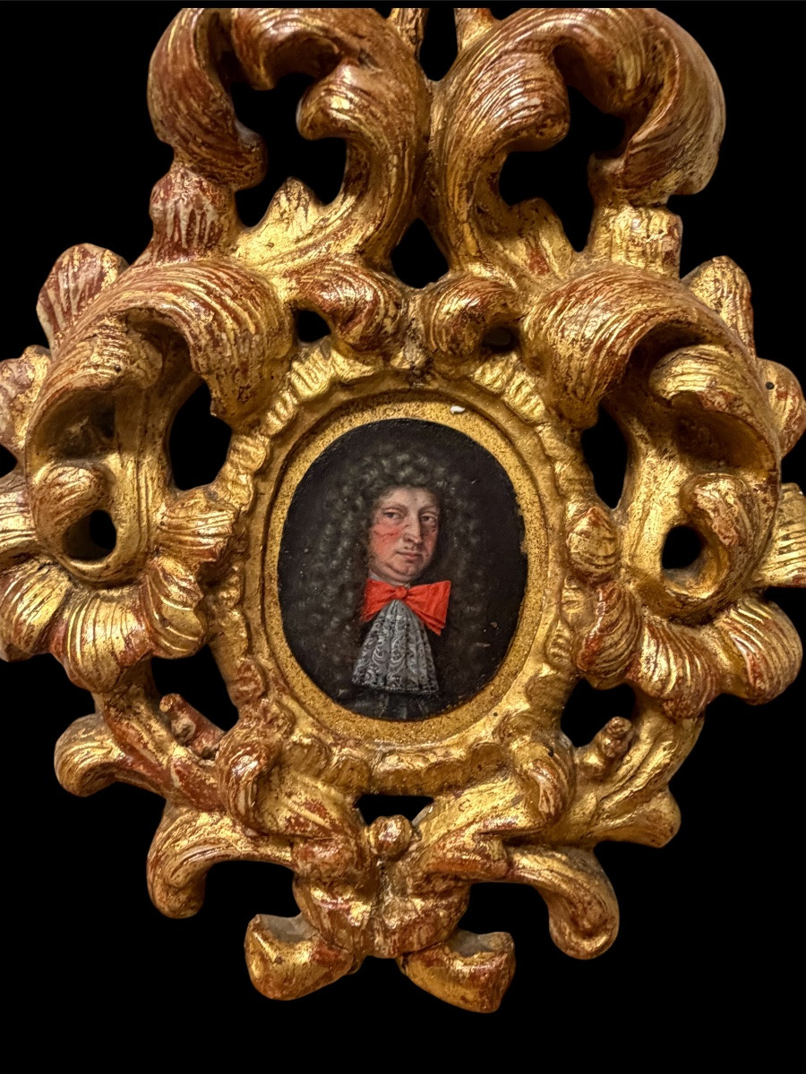 Ritratto di nobiluomo francese su rame Luigi XIV-photo-1
