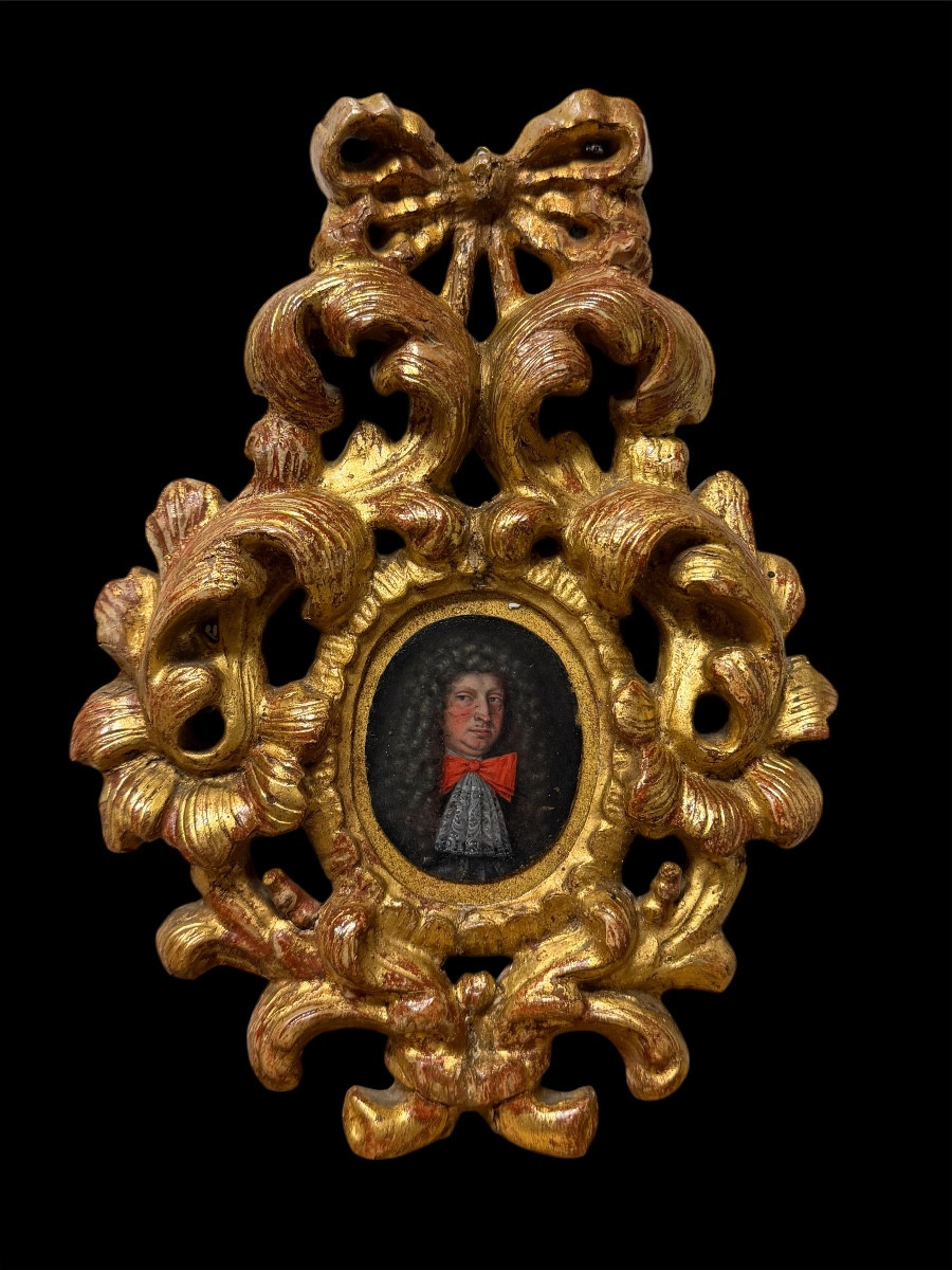 Ritratto di nobiluomo francese su rame Luigi XIV