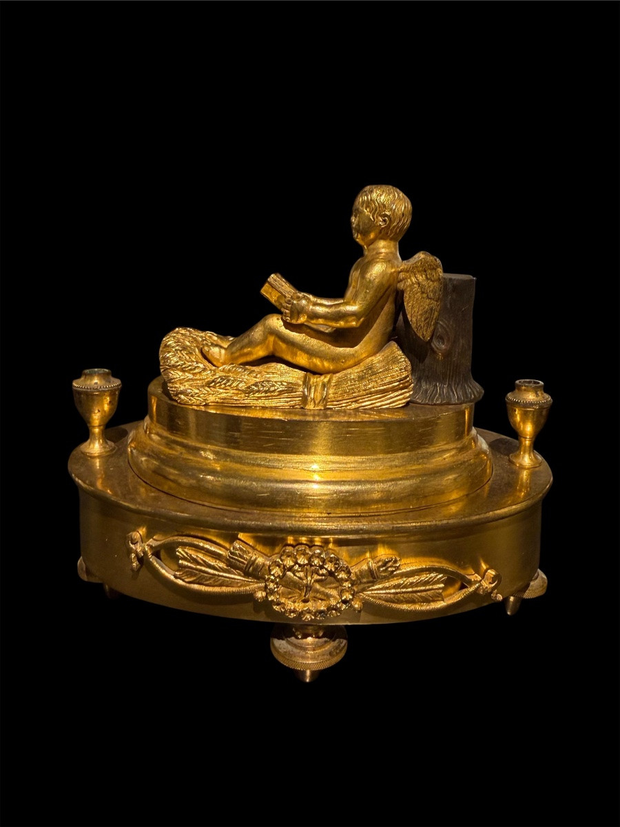 Calamaio in bronzo dorato Impero, Francia circa 1810-1820-photo-1