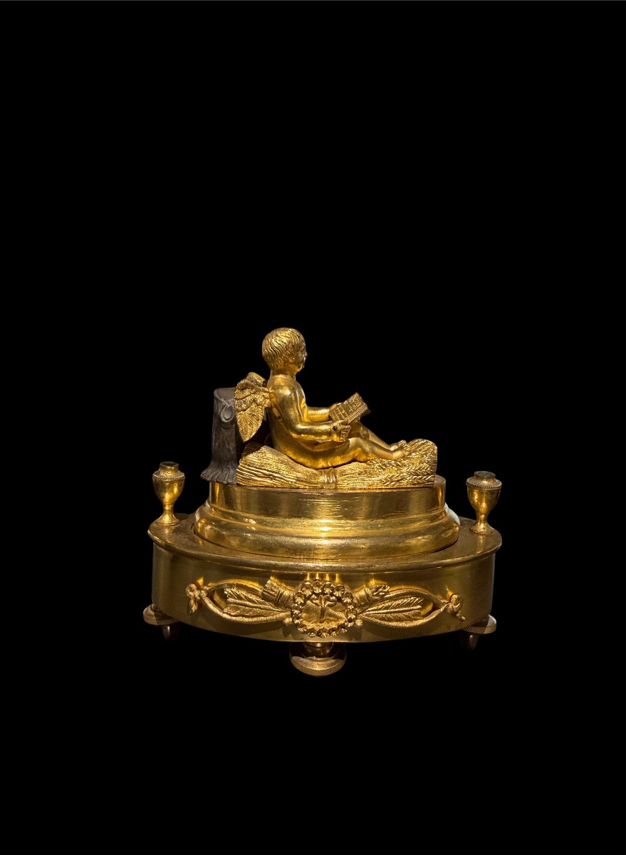 Calamaio in bronzo dorato Impero, Francia circa 1810-1820