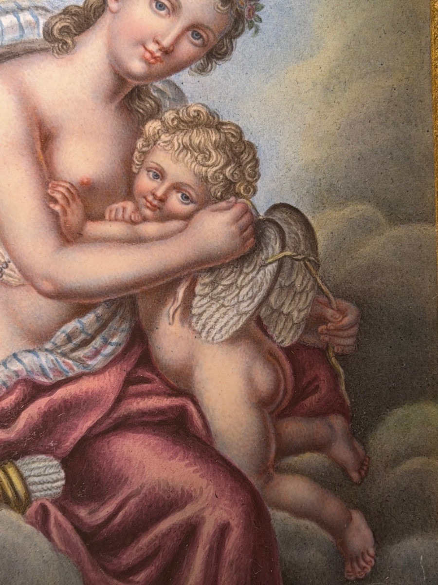 Dipinto su smalto raffigurante Venere e Amore - Epoca Neoclassica-photo-4