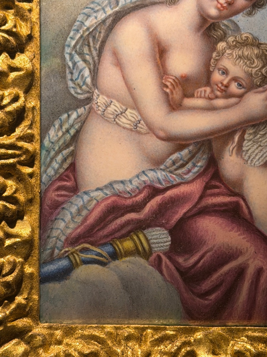 Dipinto su smalto raffigurante Venere e Amore - Epoca Neoclassica-photo-1