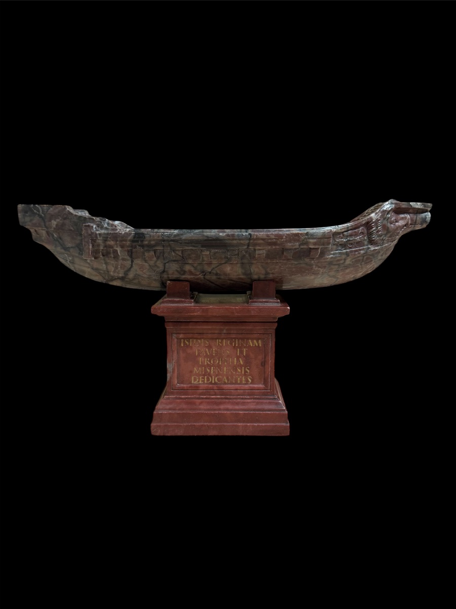 Benedetto Boschetti — Navicella in rosso antico e marmo africano, Grand Tour Roma