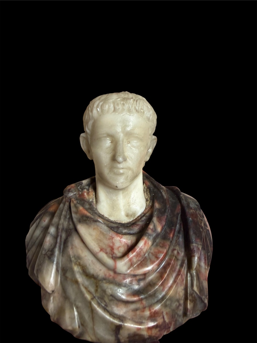 Busto Grand Tour in marmo statuario, africano e porta santa — Imperatore romano, Roma, XVIII S.-photo-1