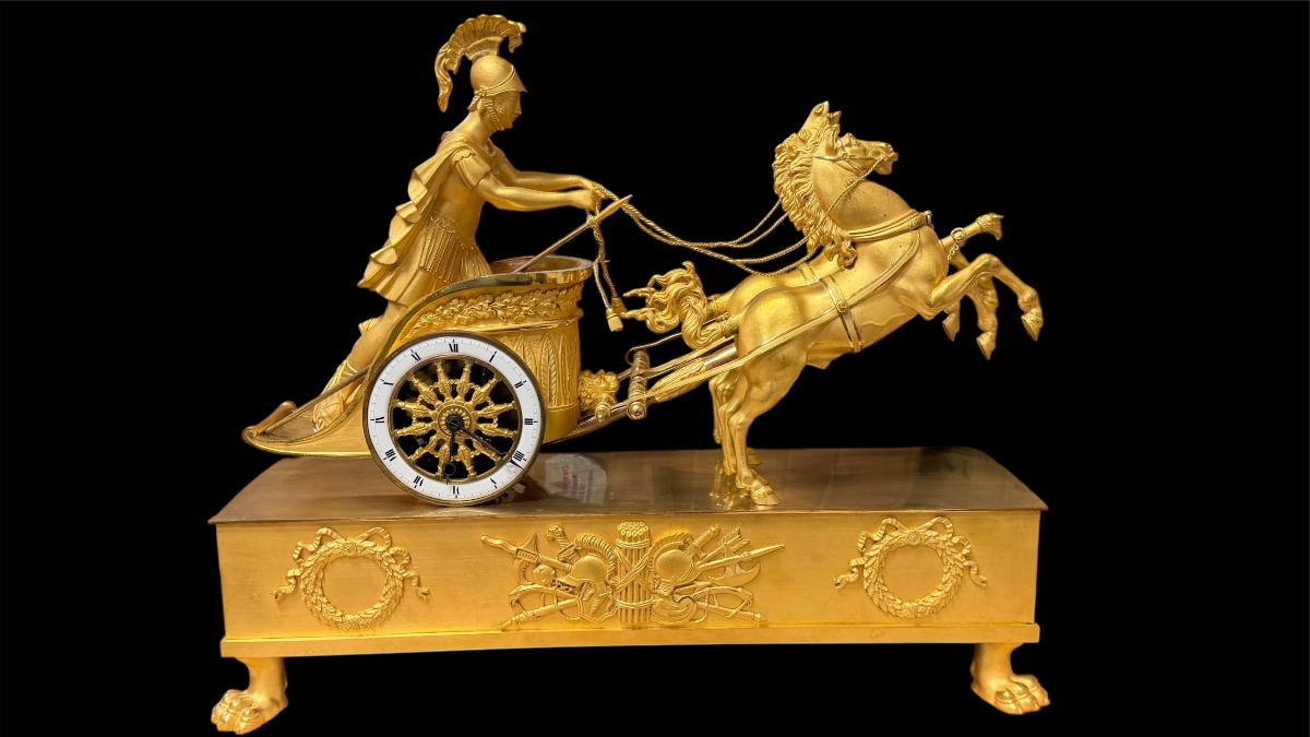 Pendola a carro di Giasone, bronzo dorato, Francia, epoca Impero-photo-2