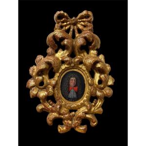 Ritratto di nobiluomo francese su rame Luigi XIV