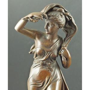 Girl In The Wind, Bronze, Art Nouveau, Early 20th Century.