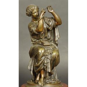 Woman Threading Pearls, Bronze, France, Second Half Of The 19th Century.